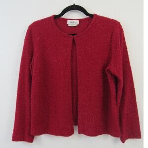 AGB Byer Size 8 Red Metallic Cardigan Sweater Sparkly Glitter Holiday Xmas